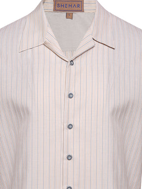 STRIPPED GIZA-COTTON SHIRT