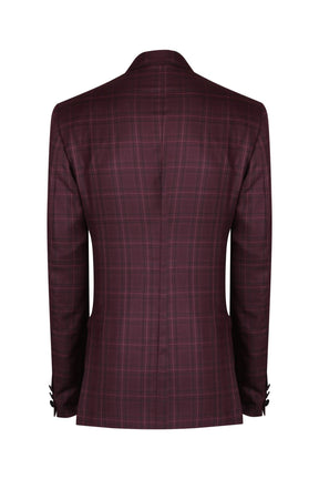 Wine color terry wool check suit