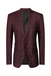 Wine color terry wool check suit