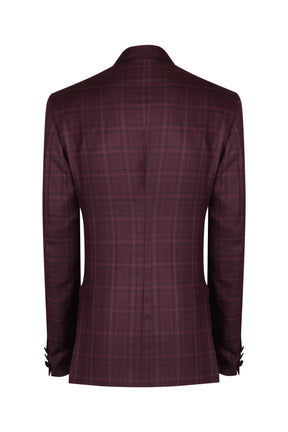 Wine color terry wool check suit