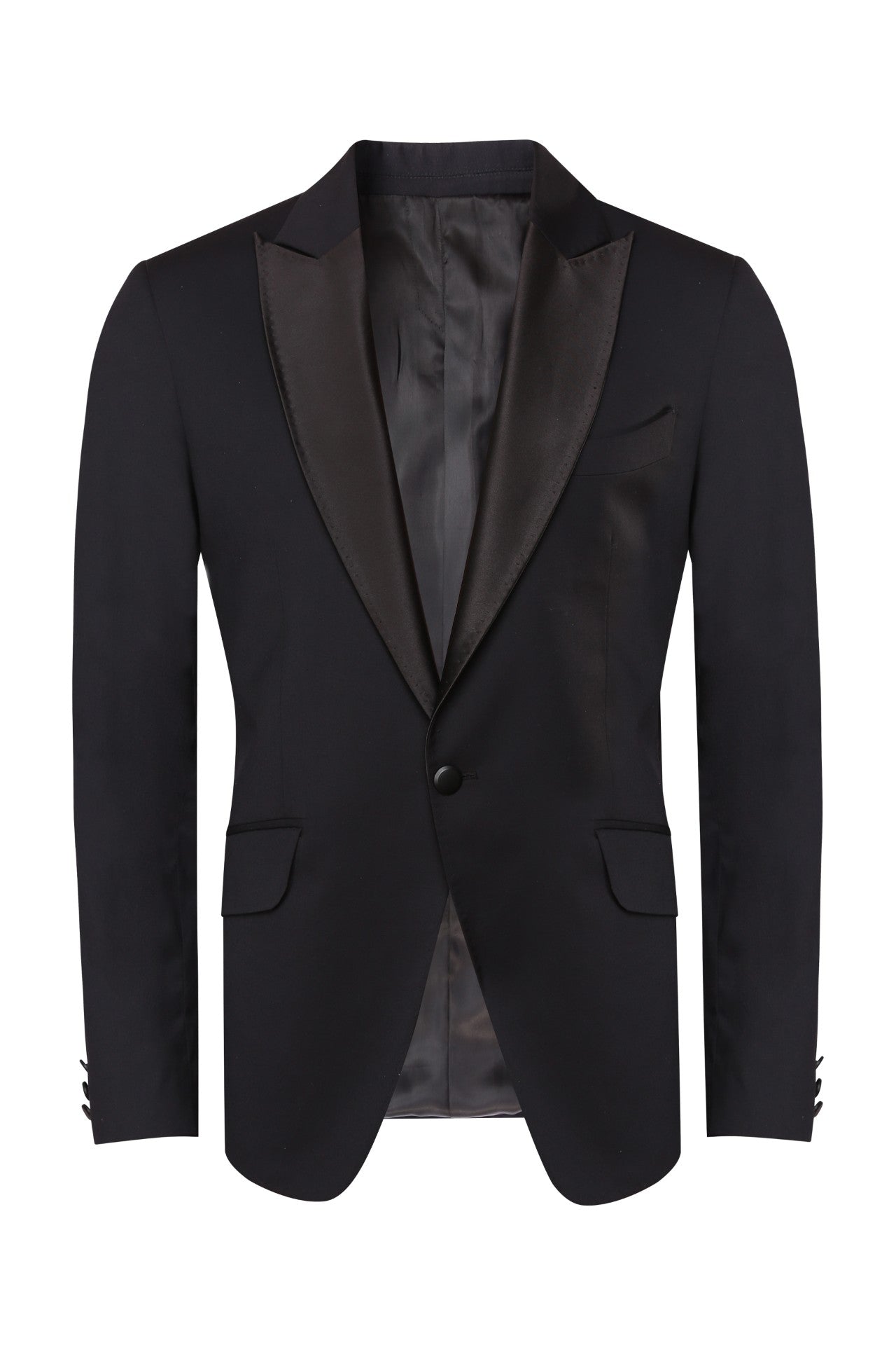 Black wing collar jacket in terry wool