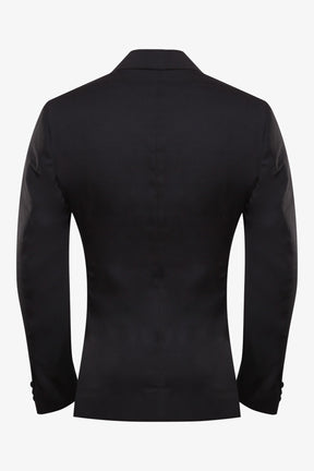 Black wing collar jacket in terry wool