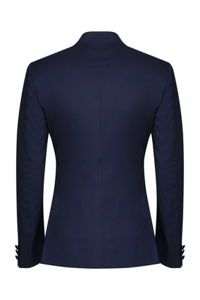 Deep blue terry wool wing collar suit