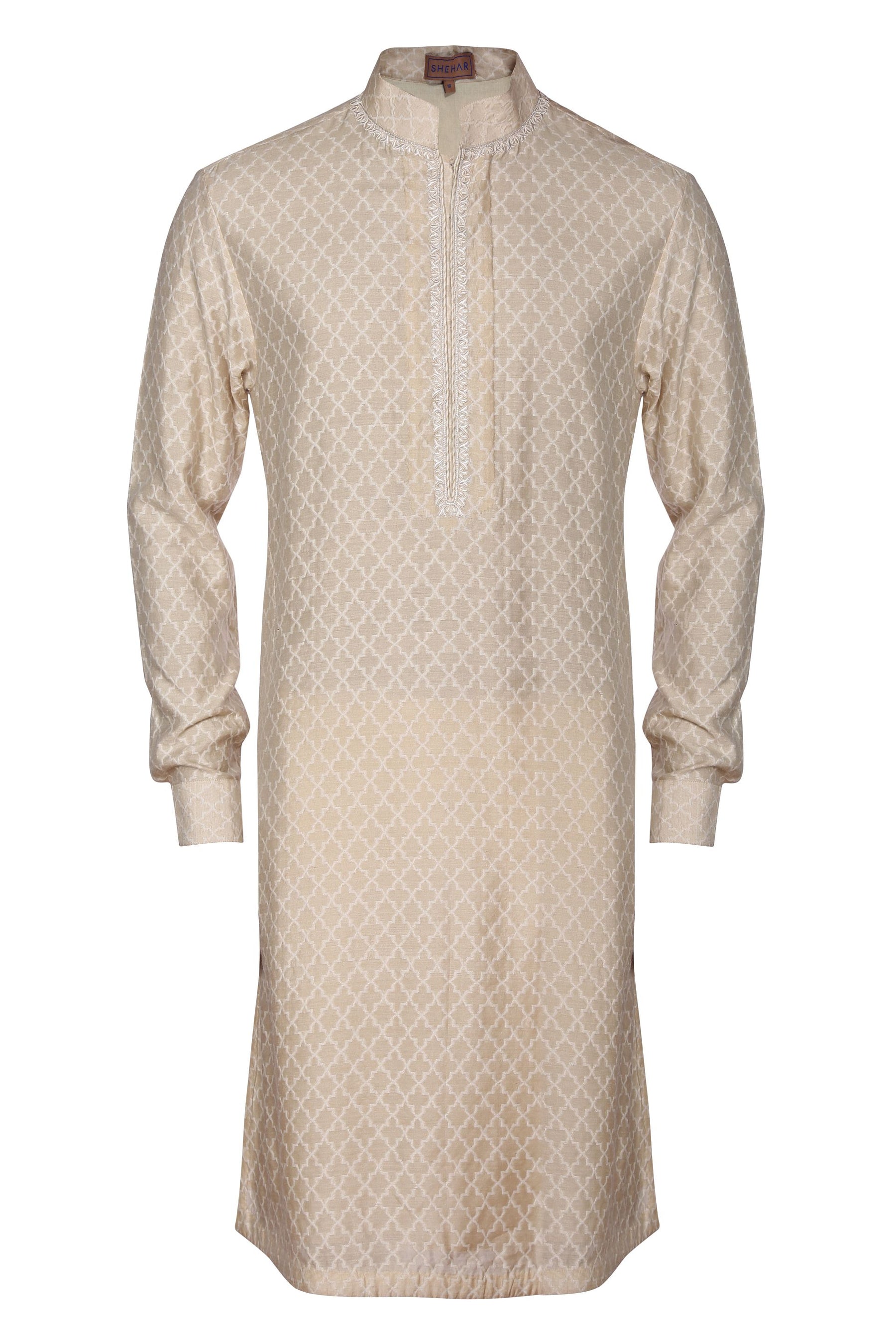 MUGA SILK KURTA WITH INTRICATE EMBROIDERY DETAILS