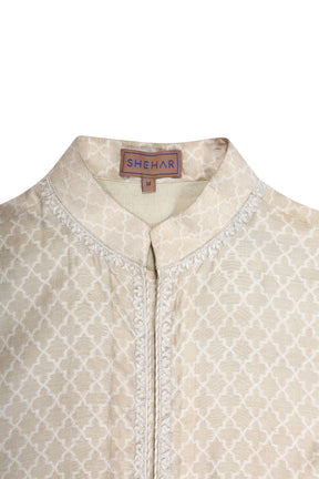 MUGA SILK KURTA WITH INTRICATE EMBROIDERY DETAILS