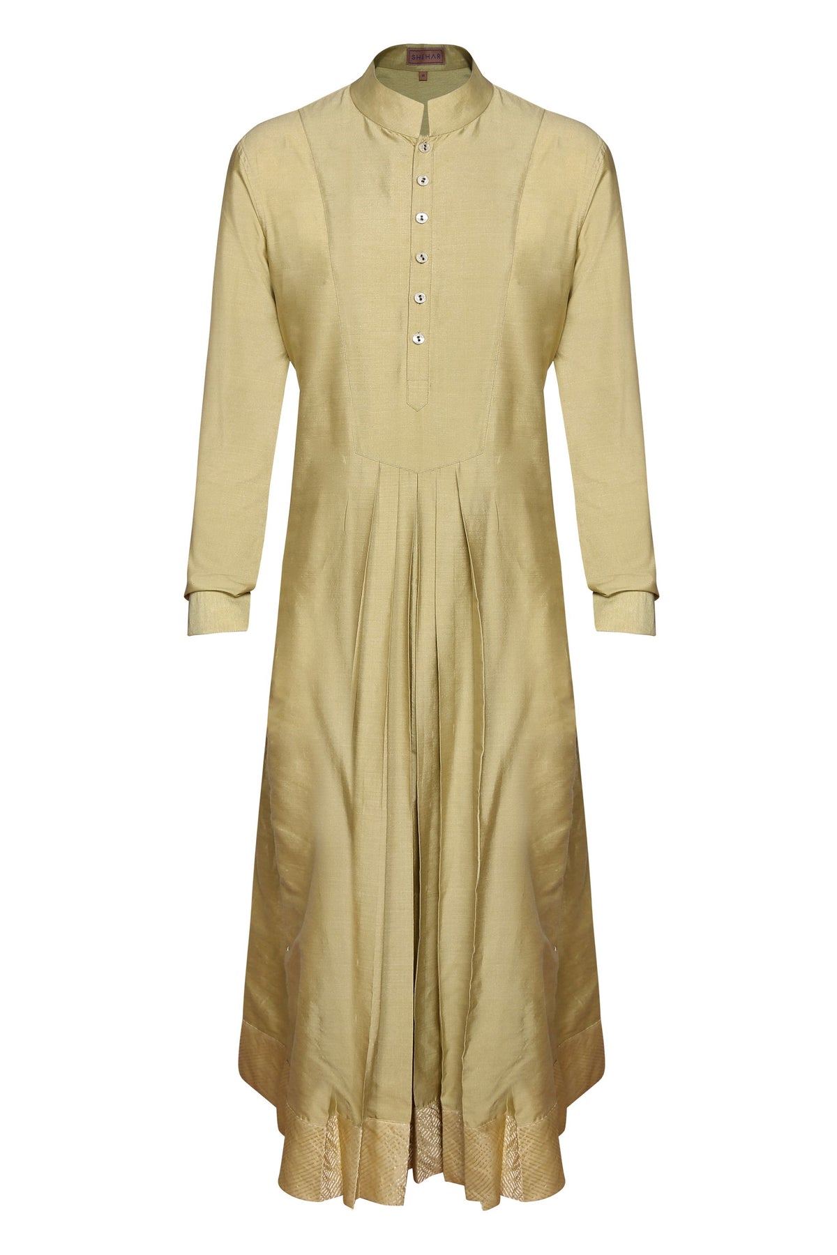 MINT GREEN COLORED CLASSIC PLEATED COTTON SILK KURTA