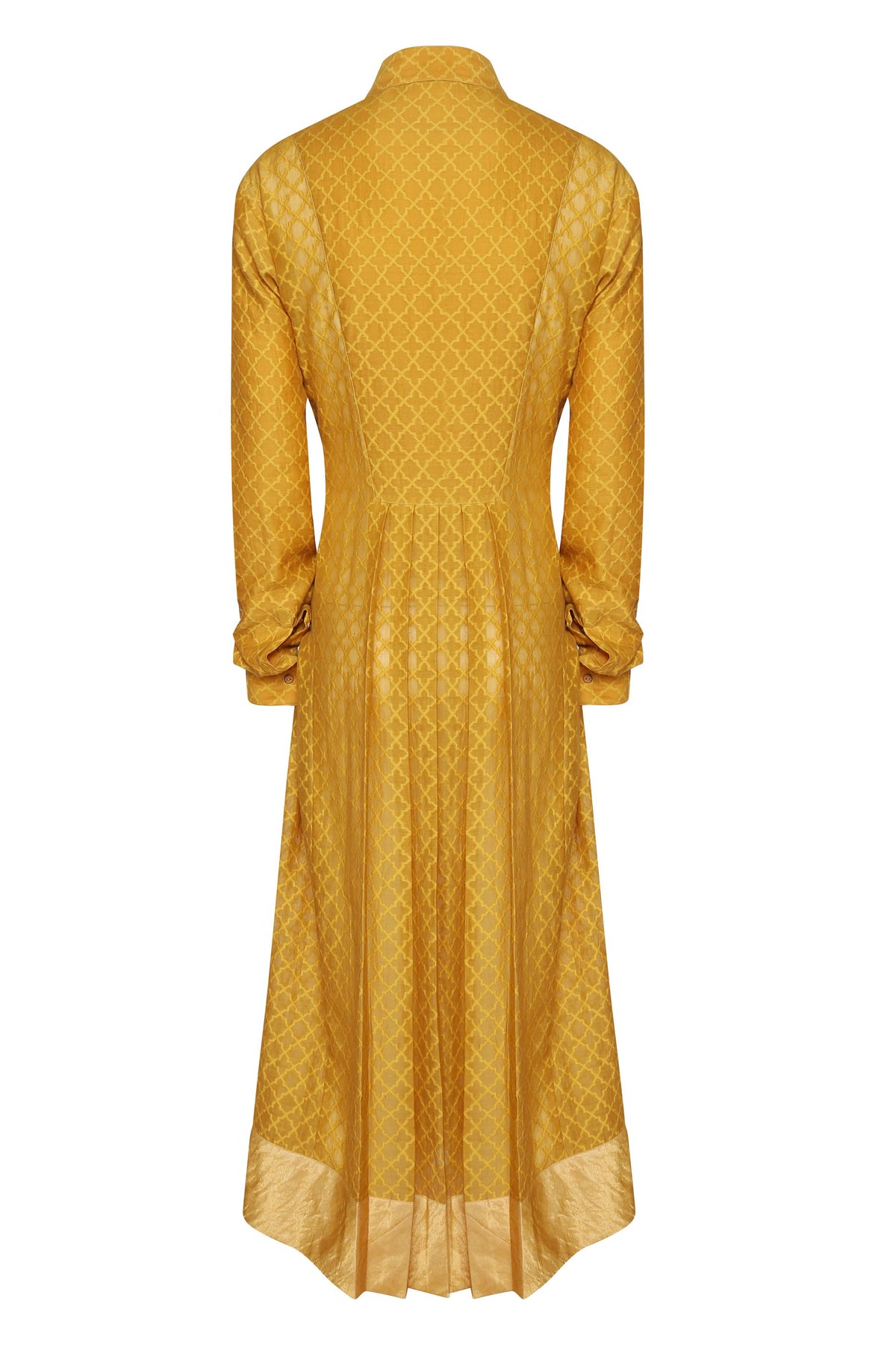 MUSTARD COLORED CLASSIC PLEATED CHANDERI KURTA