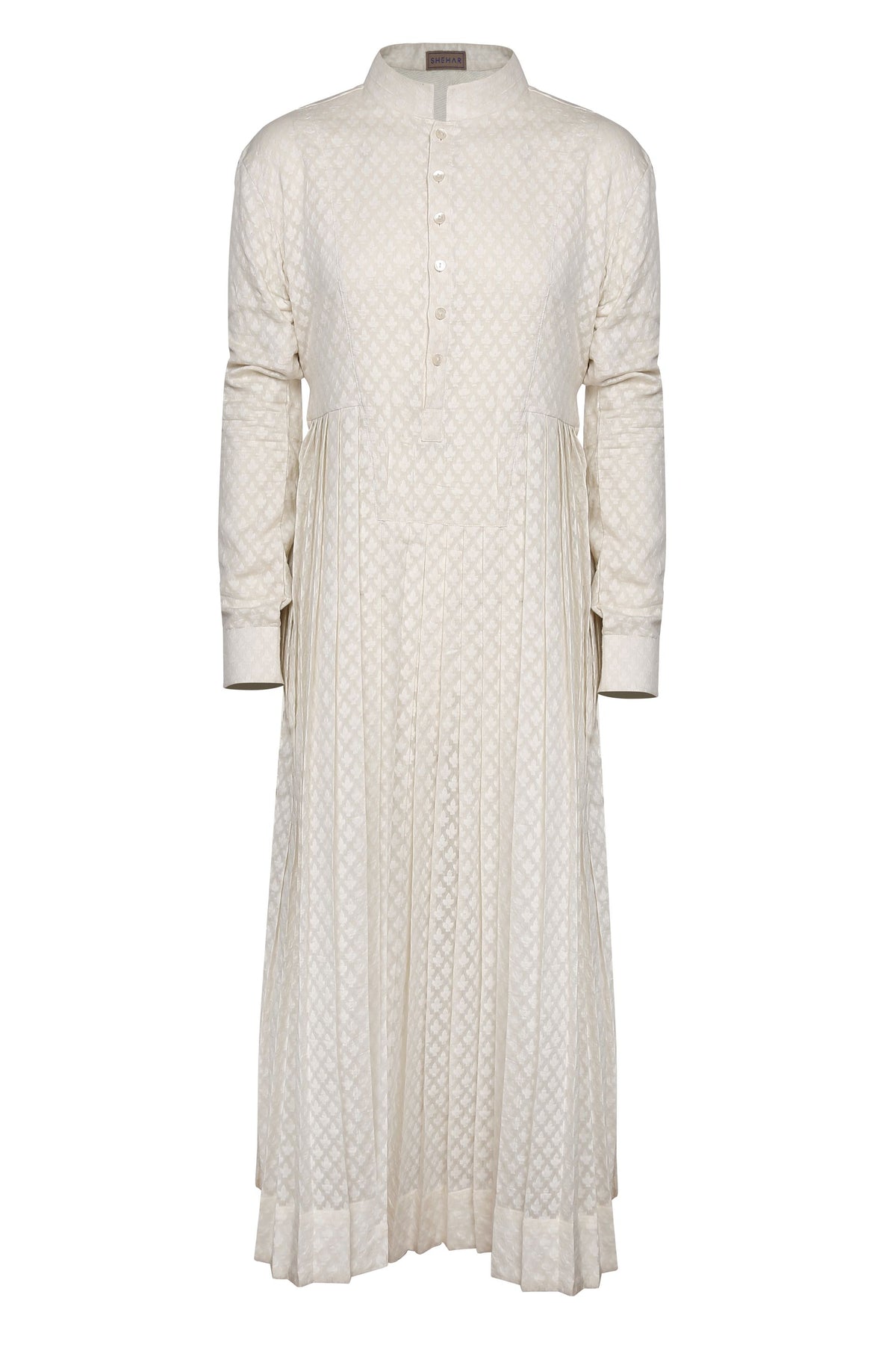 IVORY CUT WORK CHANDERI PLEATED KURTA