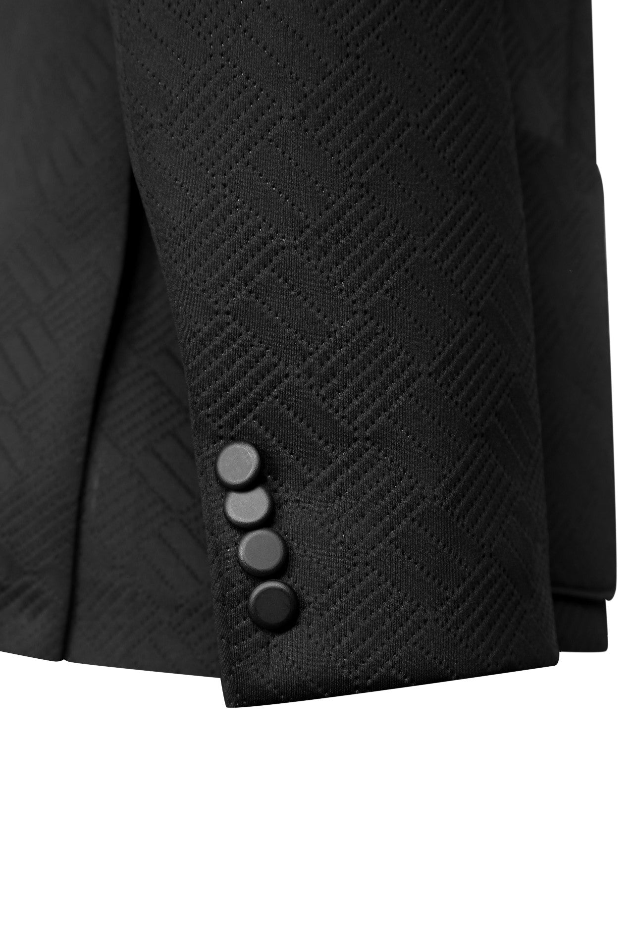 Black embossed scuba jacket with notch collar