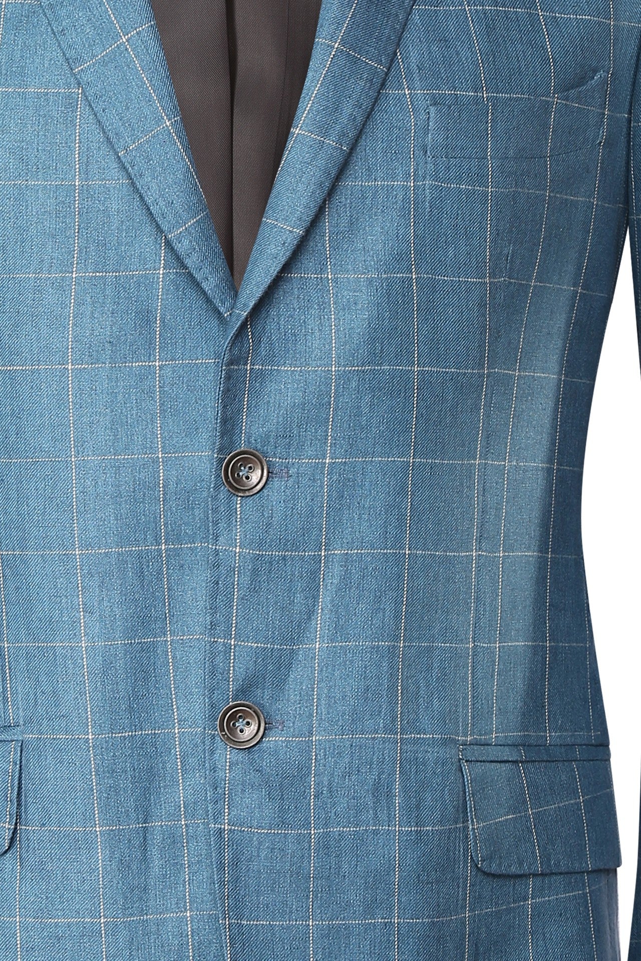 Tranquil blue checkered linen jacket