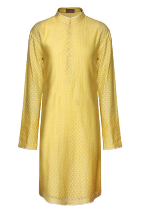 YELLOW CLASSIC CHANDERI JACQUARD KURTA