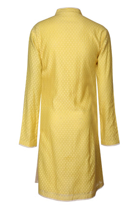 YELLOW CLASSIC CHANDERI JACQUARD KURTA