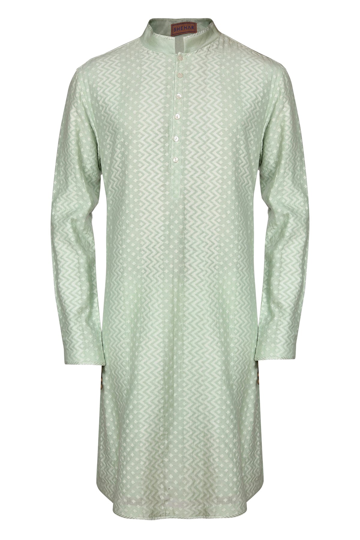 MINT GREEN CLASSIC CHANDERI JACQUARD KURTA