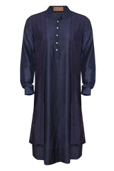 BLUE CHANDERI LAYERED KURTA