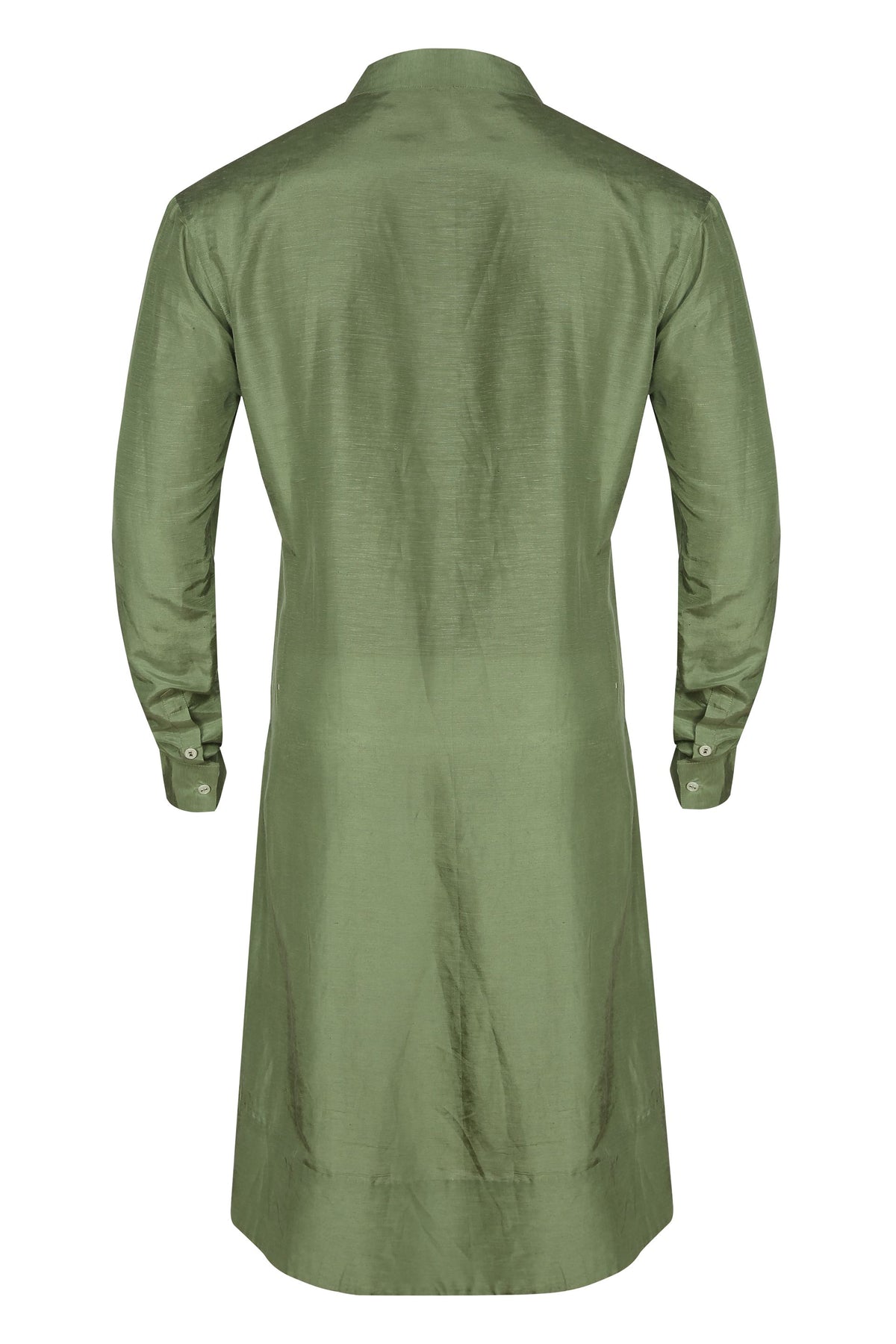 FOREST GREEN CHANDERI LAYERED KURTA